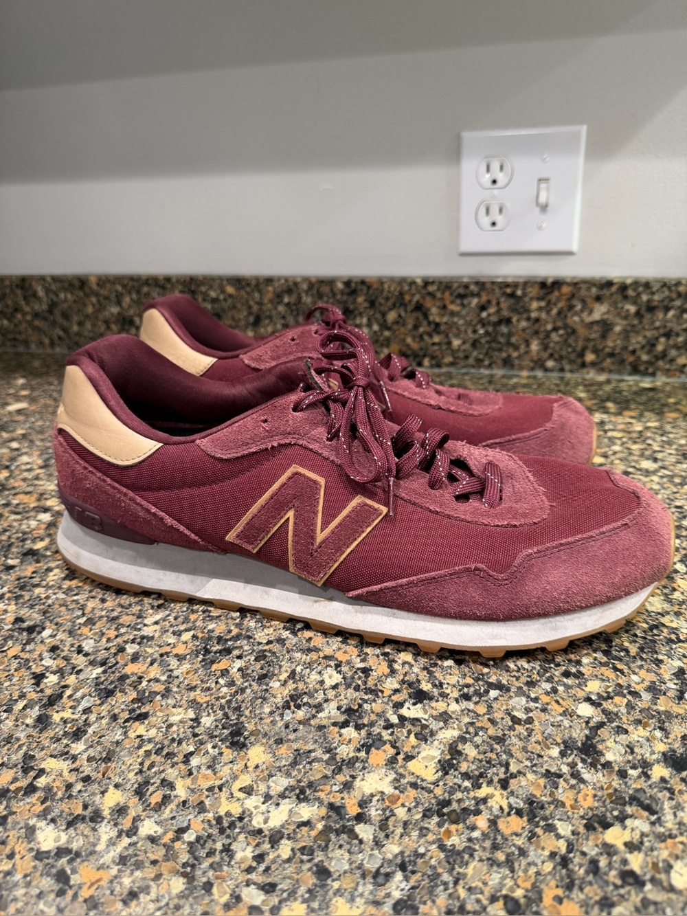 New Balance Men's Burgundy and Tan Retro Running Sneakers 15